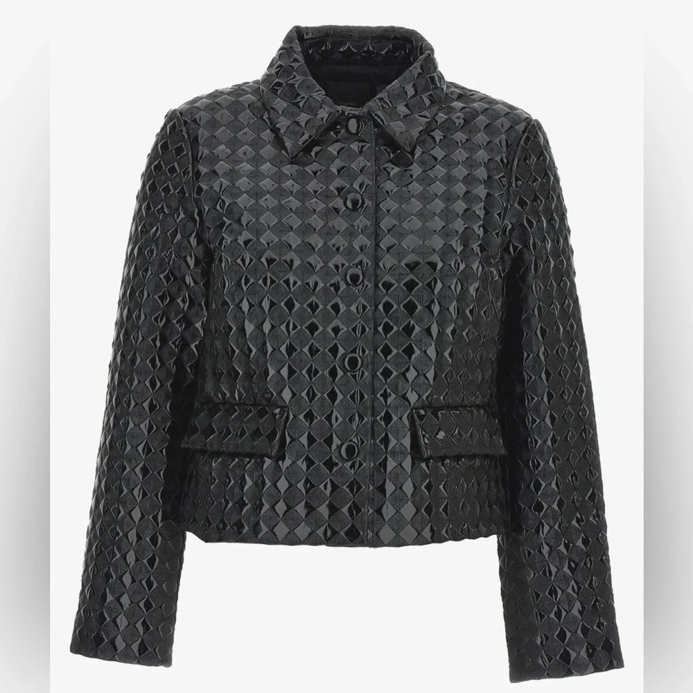 Pinko Leopardi Giacca Faux Leather Jacket Black Quilted Women’s Size US 4, IT 40